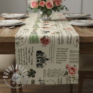 Tessuto decorativo premium Linenlook Regal Newspaper digital print