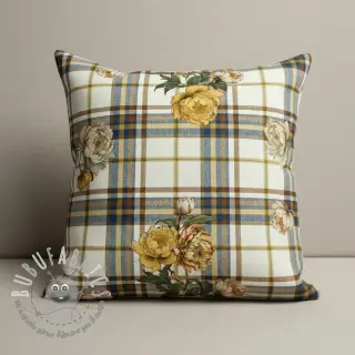 Tessuto decorativo premium Linenlook Classic Peony Check digital print
