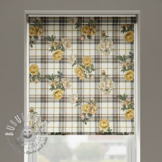 Tessuto decorativo premium Linenlook Classic Peony Check digital print