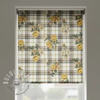 Tessuto decorativo premium Linenlook Classic Peony Check digital print