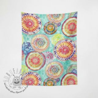 Tessuto decorativo con trattamento al teflon MANDALA WATERCOLOUR GREEN