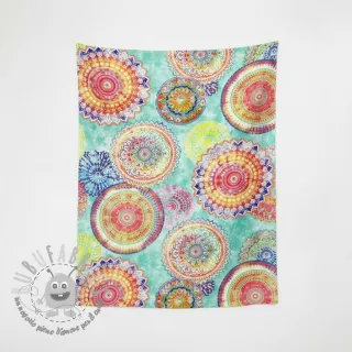 Tessuto decorativo con trattamento al teflon MANDALA WATERCOLOUR GREEN