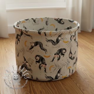 Tessuto decorativo Linenlook Monkey Bananas