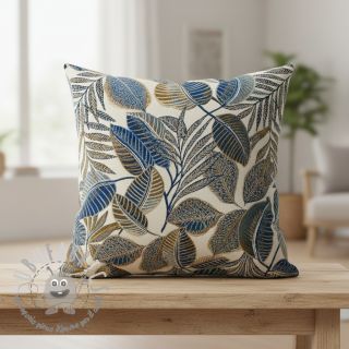 Tessuto decorativo jacquard Cacao allover bleu