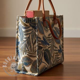 Tessuto decorativo jacquard Cacao allover bleu