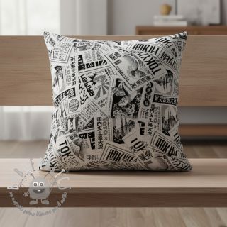 Tessuto decorativo jacquard Neo noir blanc