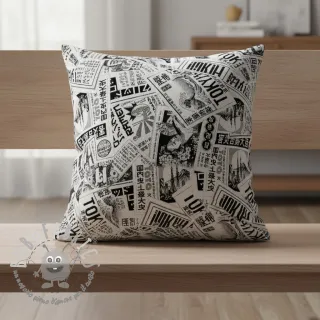 Tessuto decorativo jacquard Neo noir blanc