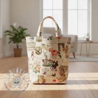 Tessuto decorativo premium Linenlook Poetry Romantic Scene digital print