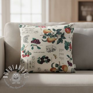 Tessuto decorativo premium Linenlook Redfruit Jam Recipe digital print