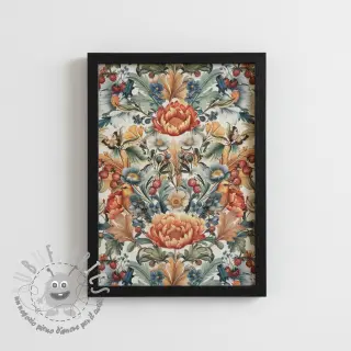 Tessuto decorativo premium Linenlook Bloom Fruit Paradise digital print
