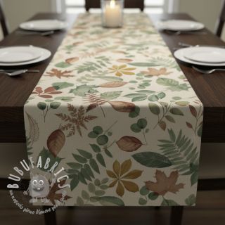 Tessuto decorativo premium Linenlook Coloured Leaf Mix digital print