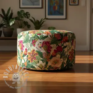 Tessuto decorativo premium Linenlook Flashy Floral Party digital print