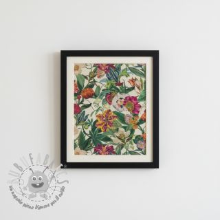 Tessuto decorativo premium Linenlook Flashy Floral Party digital print