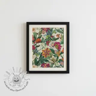 Tessuto decorativo premium Linenlook Flashy Floral Party digital print