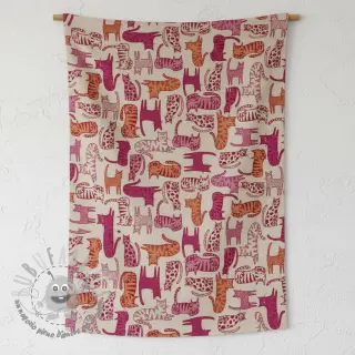 Tessuto decorativo Linenlook Cat Wildlife Art pink