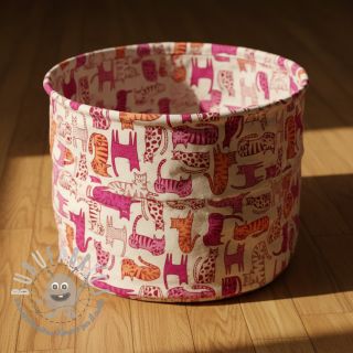 Tessuto decorativo Linenlook Cat Wildlife Art pink