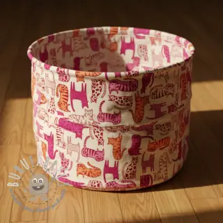 Tessuto decorativo Linenlook Cat Wildlife Art pink