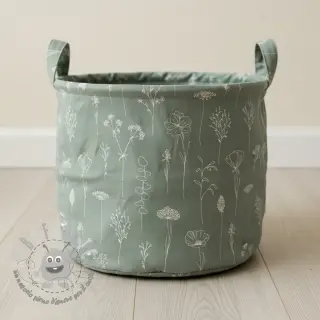Tessuto decorativo Linenlook Fine Fragile Flower old green