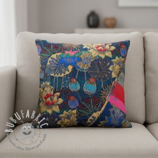 Tessuto decorativo jacquard Opium allover bleu