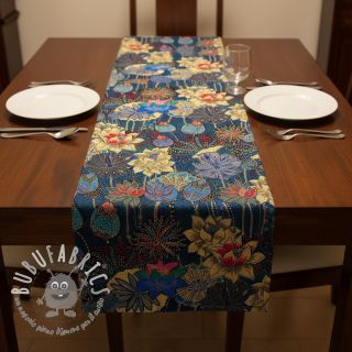 Tessuto decorativo jacquard Opium allover bleu