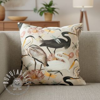 Tessuto decorativo VELVET Heron bird camel