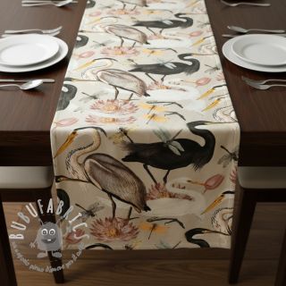 Tessuto decorativo VELVET Heron bird camel