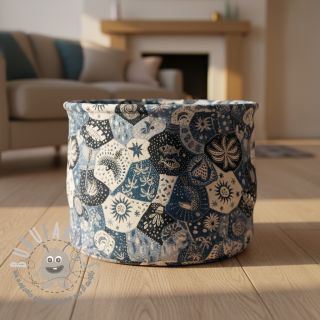 Tessuto decorativo jacquard Tucan allover bleu