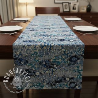 Tessuto decorativo jacquard Nuage allover bleu
