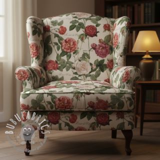 Tessuto decorativo Linenlook premium Vintage Rose Garden digital print