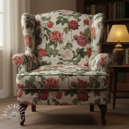 Tessuto decorativo Linenlook premium Vintage Rose Garden digital print