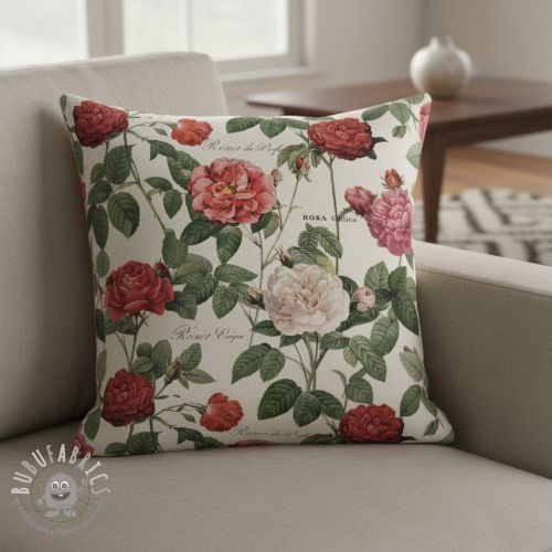 Tessuto decorativo Linenlook premium Vintage Rose Garden digital print
