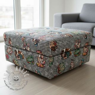 Tessuto decorativo Vegan black check digital print