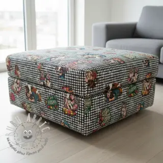 Tessuto decorativo Vegan black check digital print