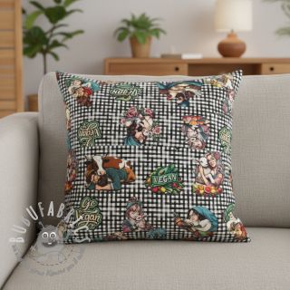 Tessuto decorativo Vegan black check digital print