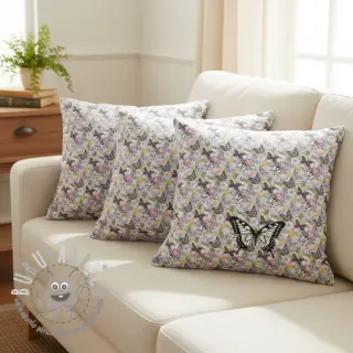 Tessuto decorativo Genoveva butterfly lila digital print