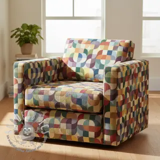 Tessuto decorativo GOBELIN PREMIUM Graphic retro shapes