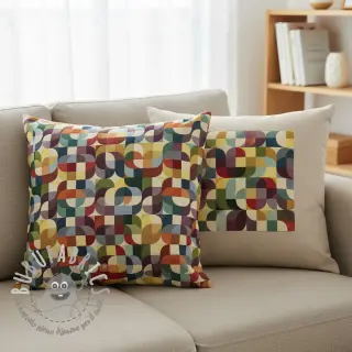 Tessuto decorativo GOBELIN PREMIUM Graphic retro shapes