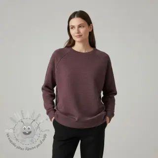 Felpa garzata JOGGING aubergine melange