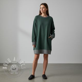 Felpa garzata JOGGING dark green melange