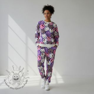 Felpa Happy faces purple digital print