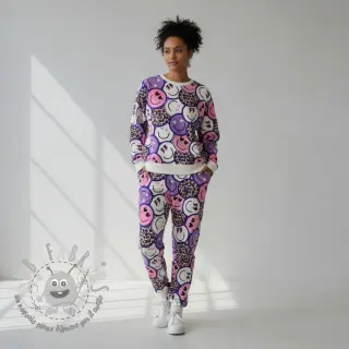 Felpa Happy faces purple digital print
