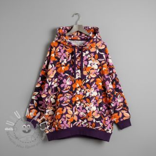 Felpa Bright flowers design purple ochre