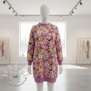 Felpa Bright flowers design pink lime