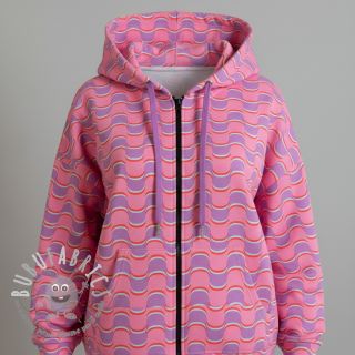 Felpa Abstract flowers wave purple digital print