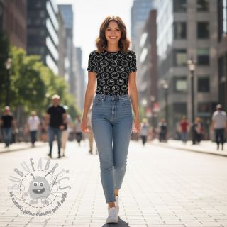 Jersey Happy faces black digital print