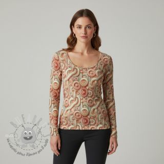 Jersey VISCOSE Unity orange digital print