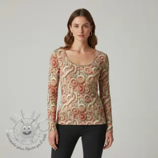 Jersey VISCOSE Unity orange digital print