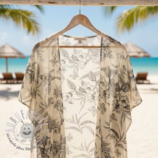 Viscosa con lino Floweria navy