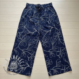 Viscosa con lino EMBROIDERY Flower Danielle navy