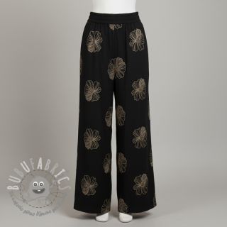Viscosa con lino EMBROIDERY Flower Maya black